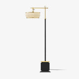 Modern Fabric Standing Floor Lamp with Iron Base and Beige Shade for Living Room