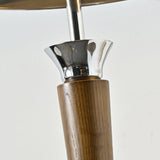 Modern Helmet Floor Lamp with Walnut Wood Base and Polished Chrome Shade