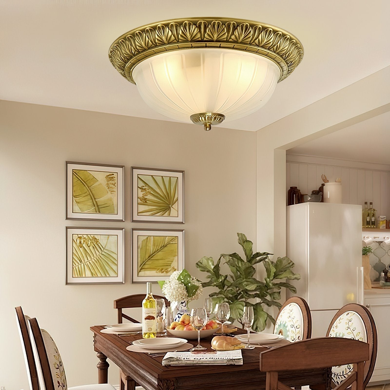 elegant-hemispherical-carved-glass-ceiling-light-brass-flush-mount-fixture