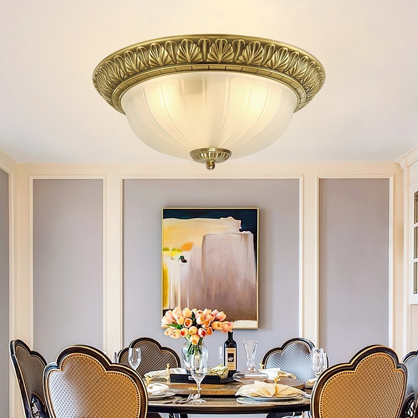 elegant-hemispherical-carved-glass-ceiling-light-brass-flush-mount-fixture