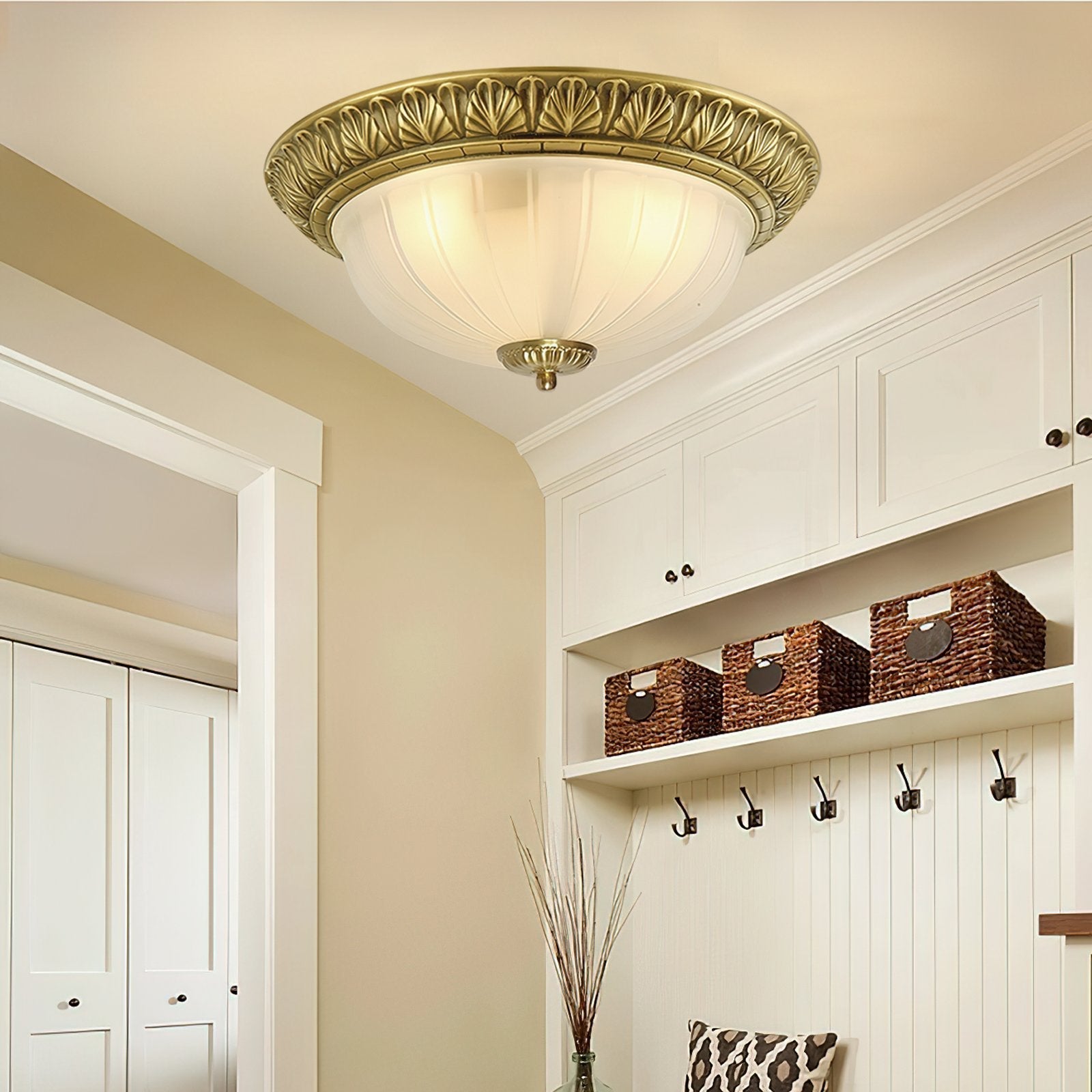 elegant-hemispherical-carved-glass-ceiling-light-brass-flush-mount-fixture