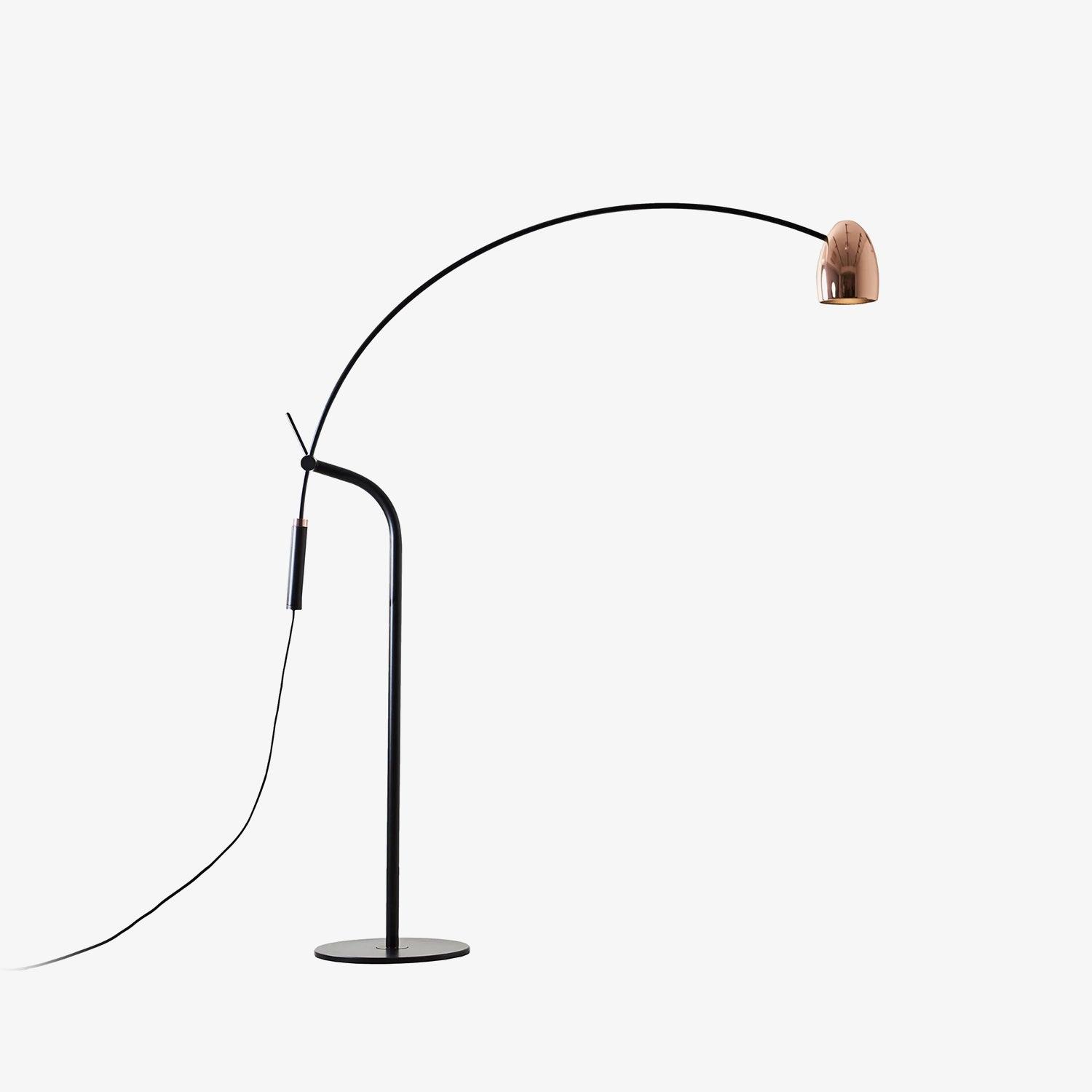 Modern Hercules Adjustable Reading Floor Lamp with Rotating Shade and Rose Gold Finish