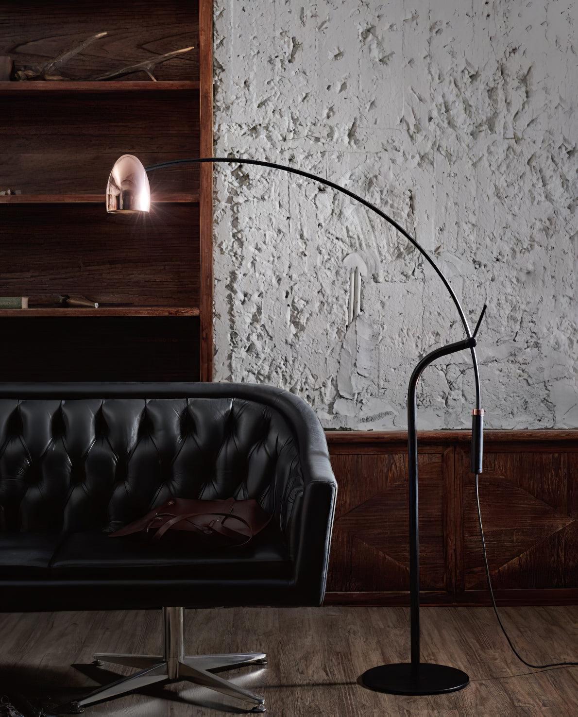 Modern Hercules Adjustable Reading Floor Lamp with Rotating Shade and Rose Gold Finish