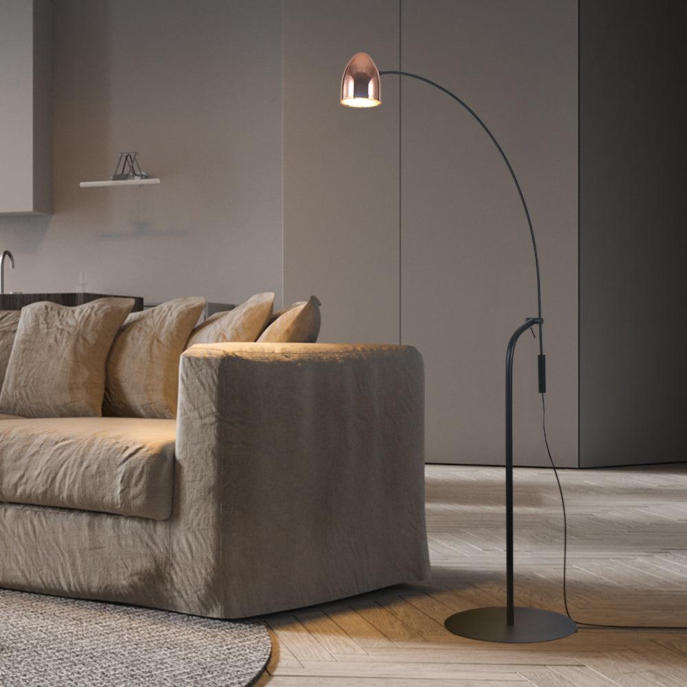 Modern Hercules Adjustable Reading Floor Lamp with Rotating Shade and Rose Gold Finish