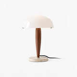 Mid Century Modern Glass Globe Table Lamp with Dark Walnut Wood and Marble Base