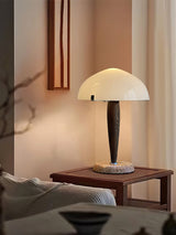 Mid Century Modern Glass Globe Table Lamp with Dark Walnut Wood and Marble Base
