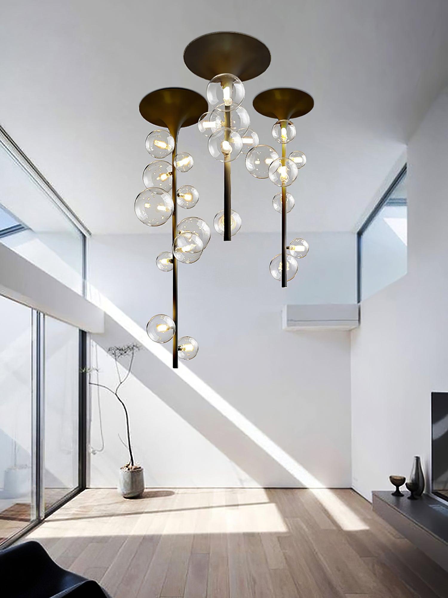 Modern Multi Head Glass Tube Ceiling Light for Hallways and Entryways