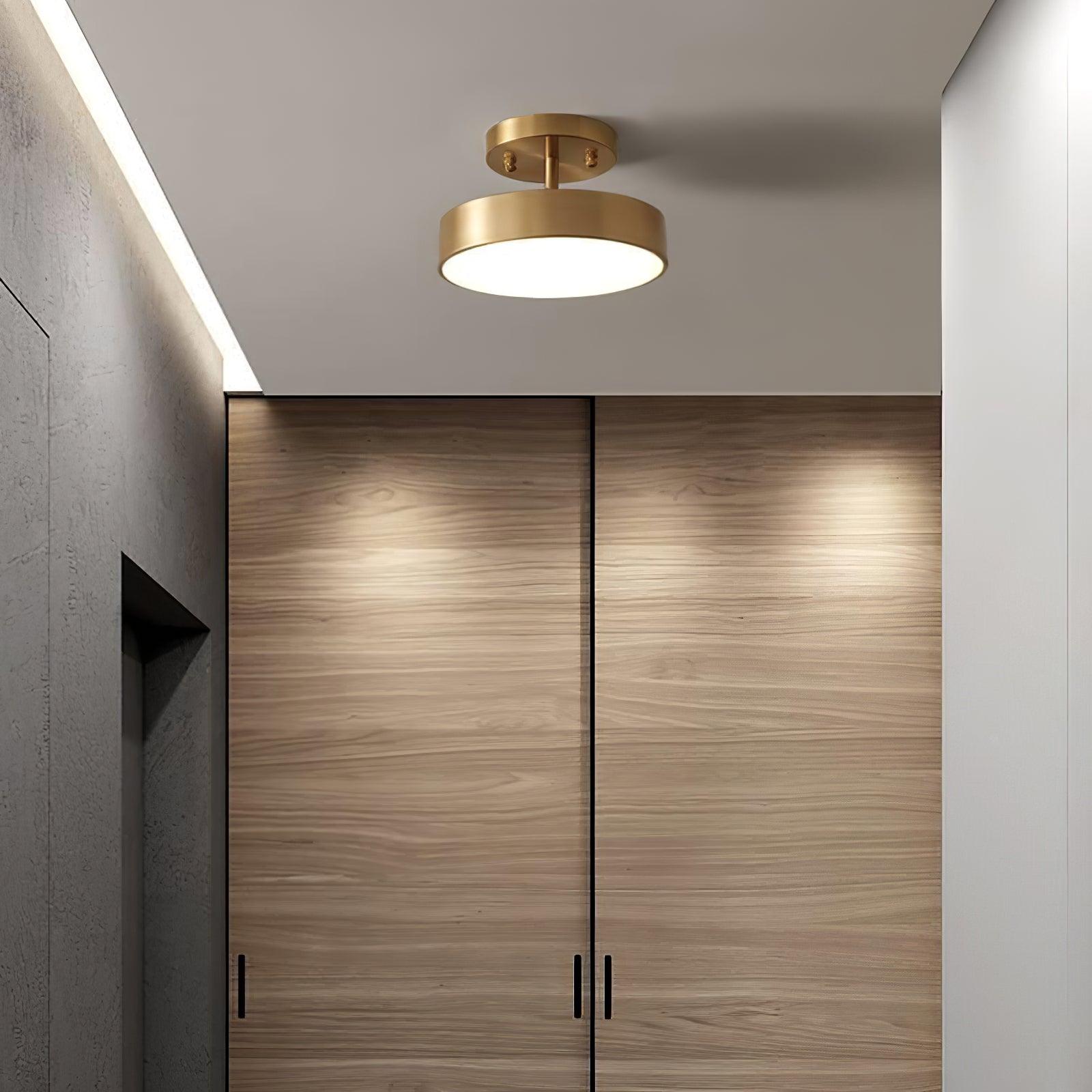Modern Minimalist Hero Rotating LED Ceiling Light with Brass Finish and Adjustable Illumination