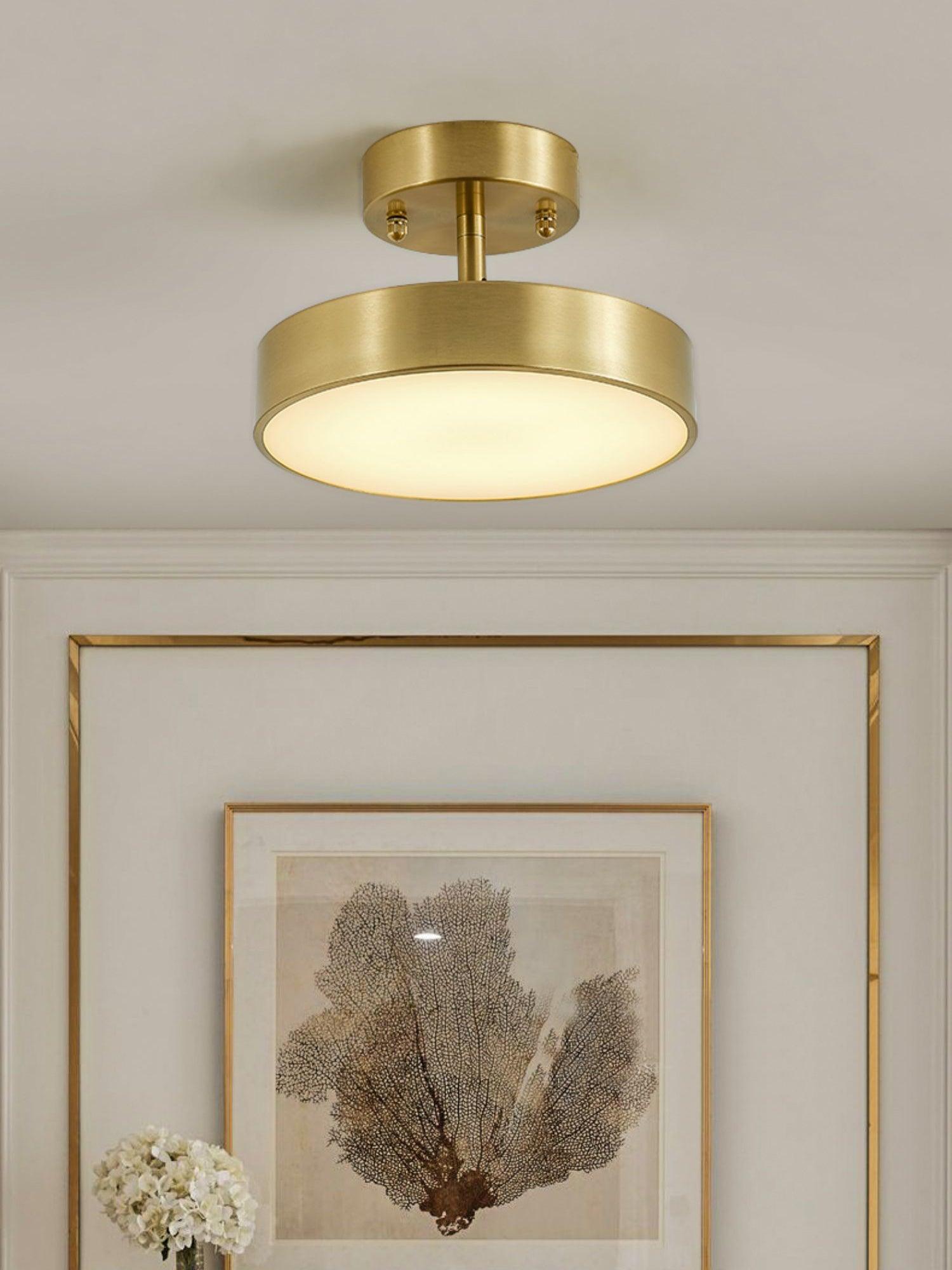 Modern Minimalist Hero Rotating LED Ceiling Light with Brass Finish and Adjustable Illumination