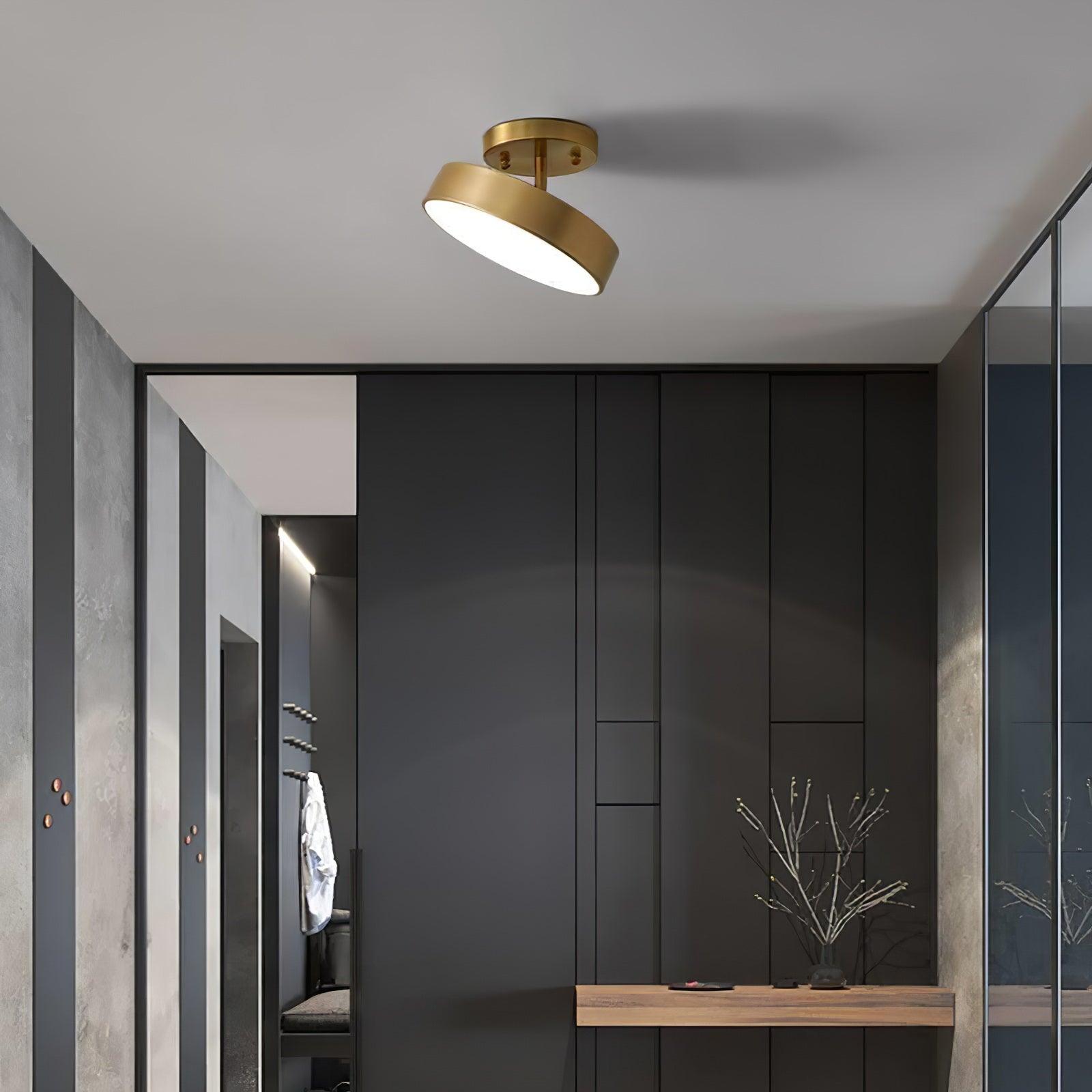Modern Minimalist Hero Rotating LED Ceiling Light with Brass Finish and Adjustable Illumination