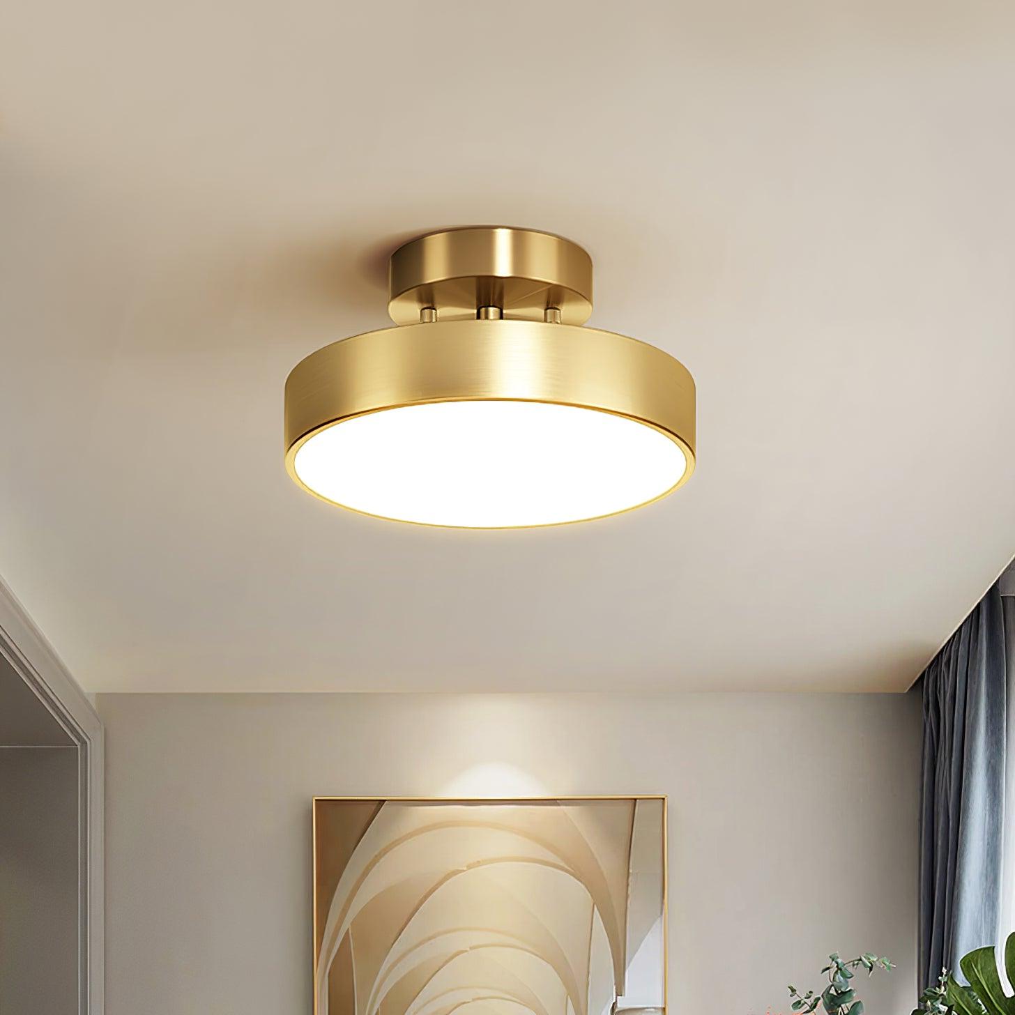 Modern Minimalist Hero Rotating LED Ceiling Light with Brass Finish and Adjustable Illumination