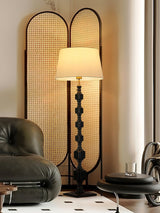Modern Hexas Stacked Wood and Metal Floor Lamp with Architectural Hexagonal Design