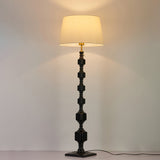Modern Hexas Stacked Wood and Metal Floor Lamp with Architectural Hexagonal Design