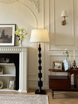 Modern Hexas Stacked Wood and Metal Floor Lamp with Architectural Hexagonal Design