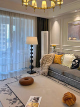 Modern Hexas Stacked Wood and Metal Floor Lamp with Architectural Hexagonal Design