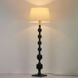 Modern Hexas Stacked Wood and Metal Floor Lamp with Architectural Hexagonal Design