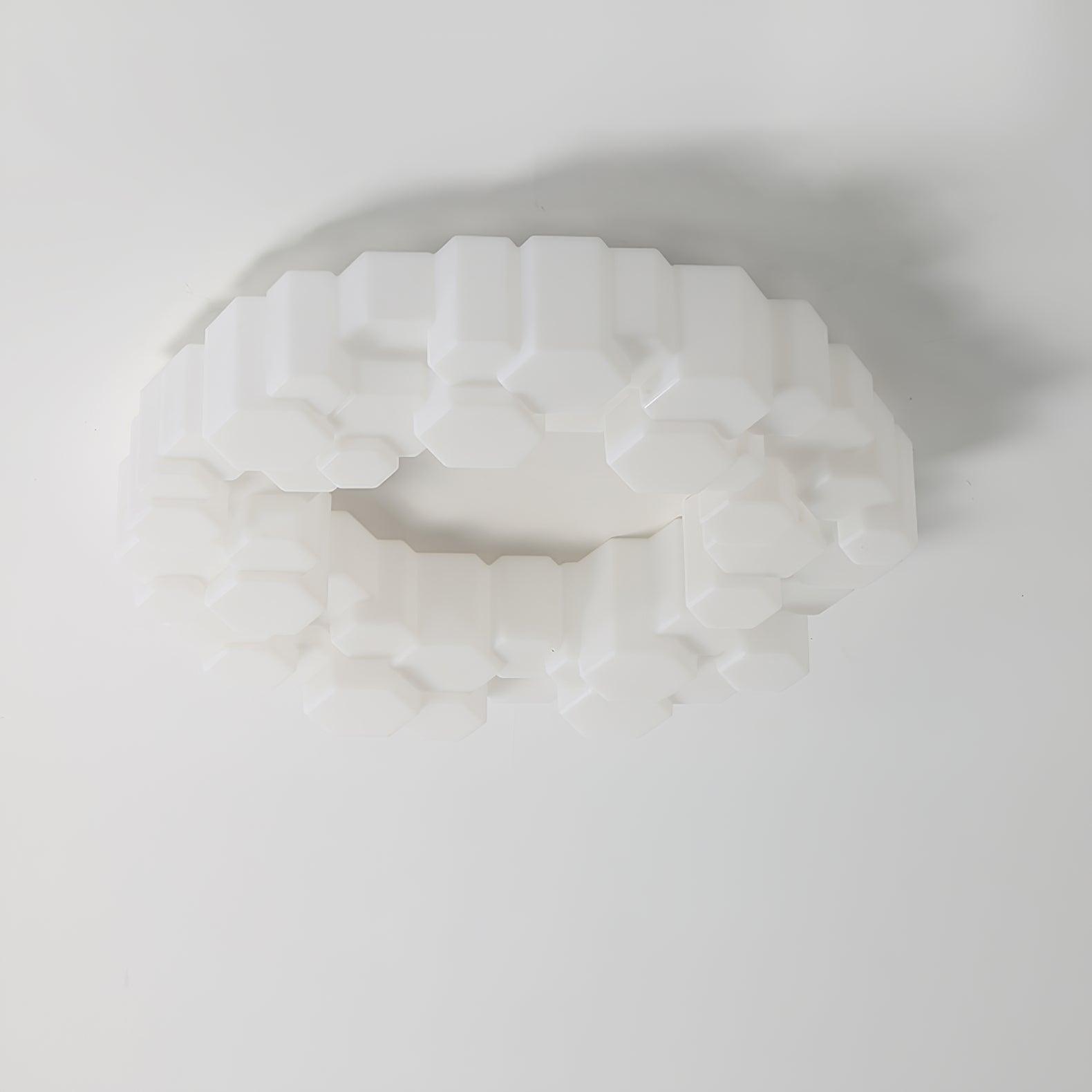 Modern Hexagonal Honeycomb LED Ceiling Light White Geometric Flush Mount Lighting