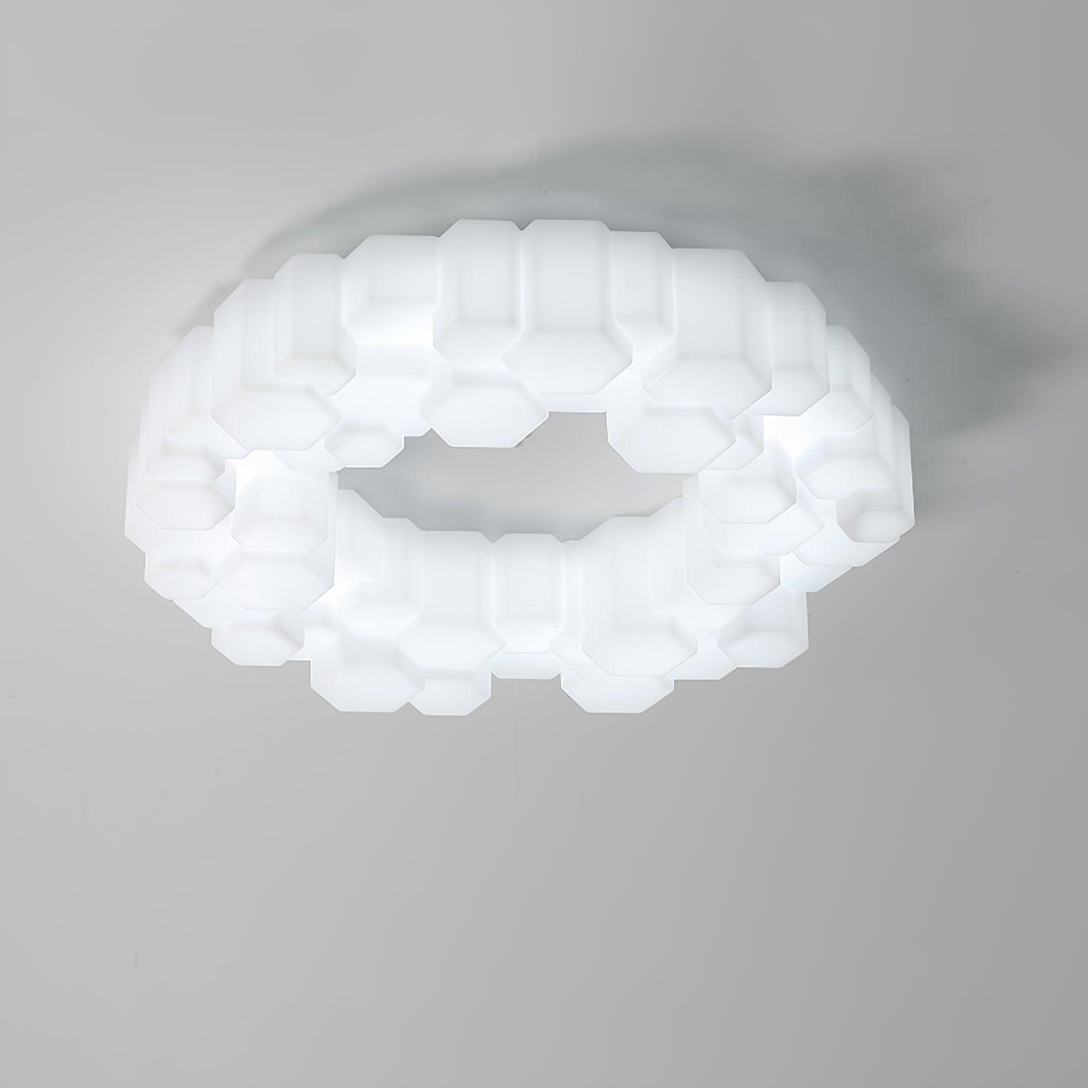 Modern Hexagonal Honeycomb LED Ceiling Light White Geometric Flush Mount Lighting