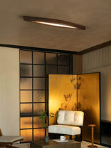 Modern Horizon Linear Wood LED Flush Mount Ceiling Lamp for Kitchen and Dining Room