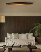 Modern Horizon Linear Wood LED Flush Mount Ceiling Lamp for Kitchen and Dining Room