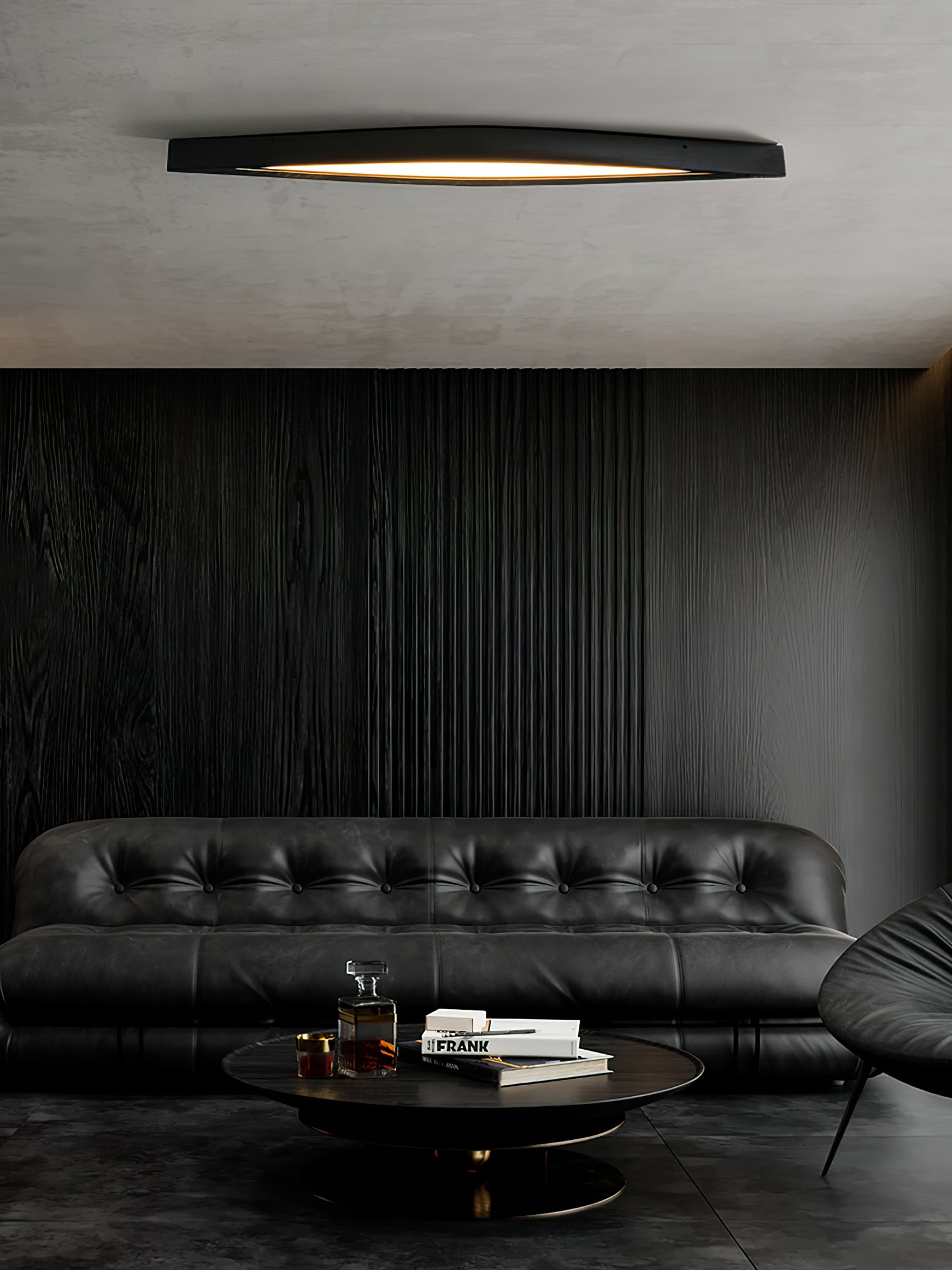 Modern Horizon Linear Wood LED Flush Mount Ceiling Lamp for Kitchen and Dining Room