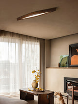 Modern Horizon Linear Wood LED Flush Mount Ceiling Lamp for Kitchen and Dining Room