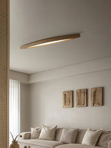 Modern Horizon Linear Wood LED Flush Mount Ceiling Lamp for Kitchen and Dining Room