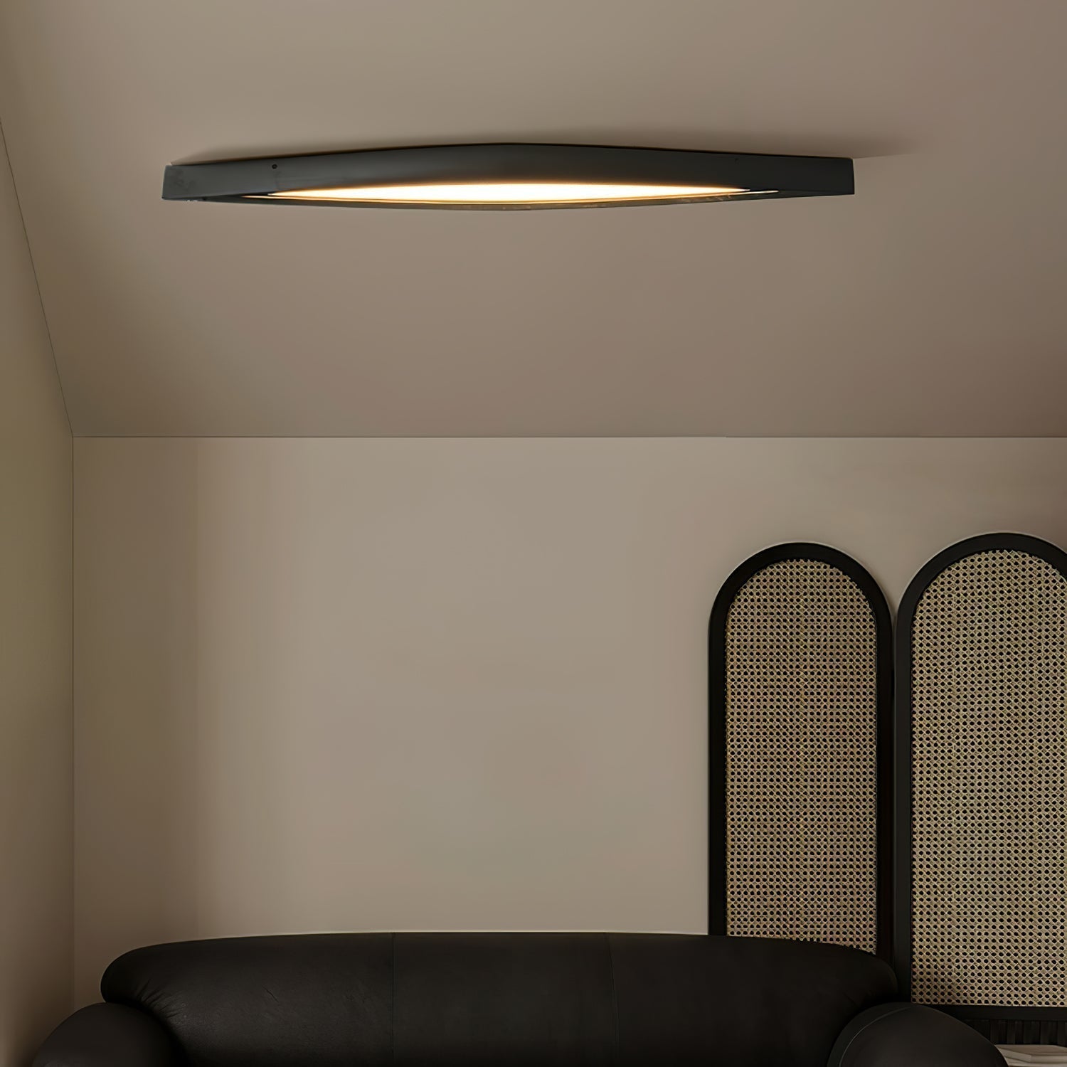 Modern Horizon Linear Wood LED Flush Mount Ceiling Lamp for Kitchen and Dining Room