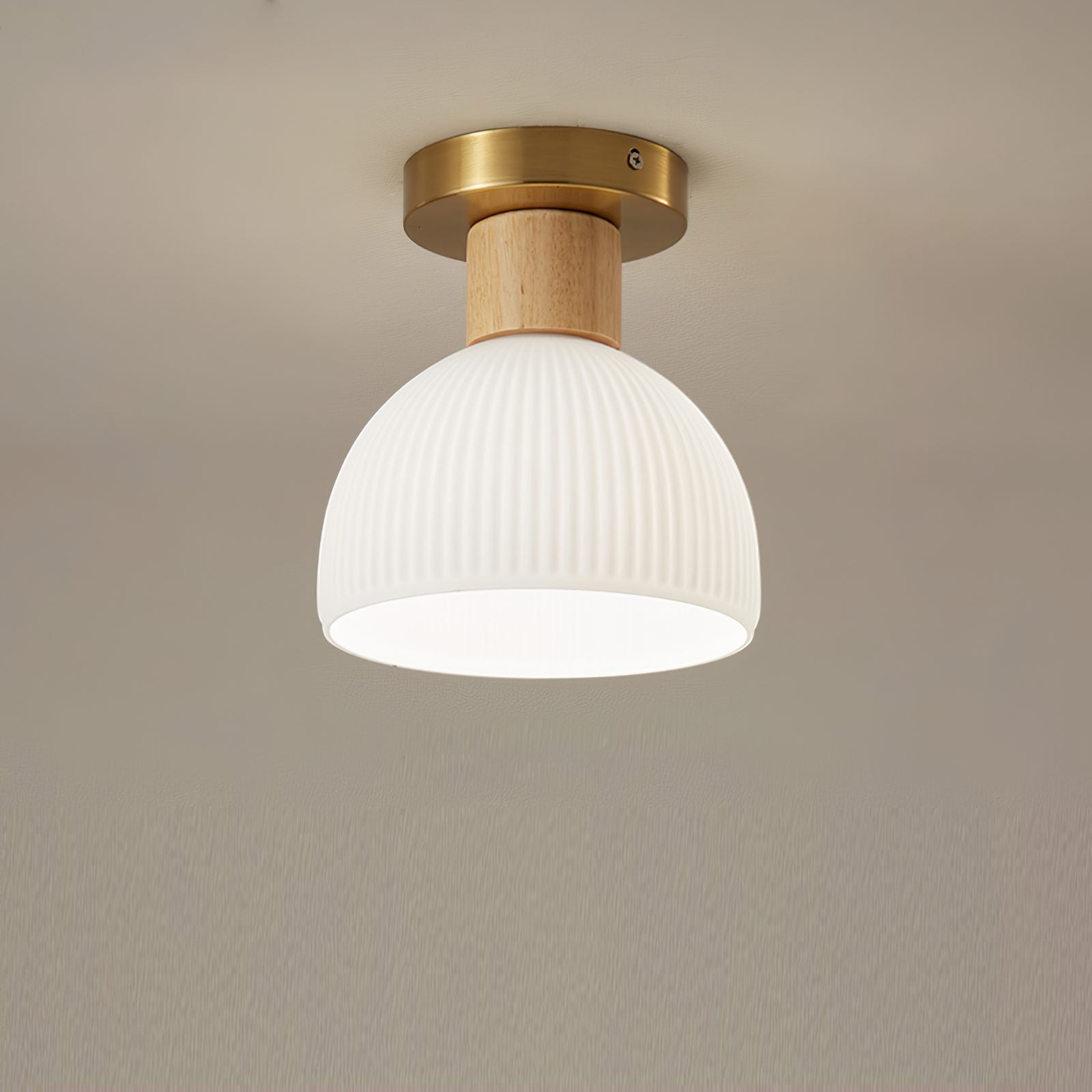 modern-horn-shaped-small-ceiling-lamp-with-wood-accents-and-glass-shade