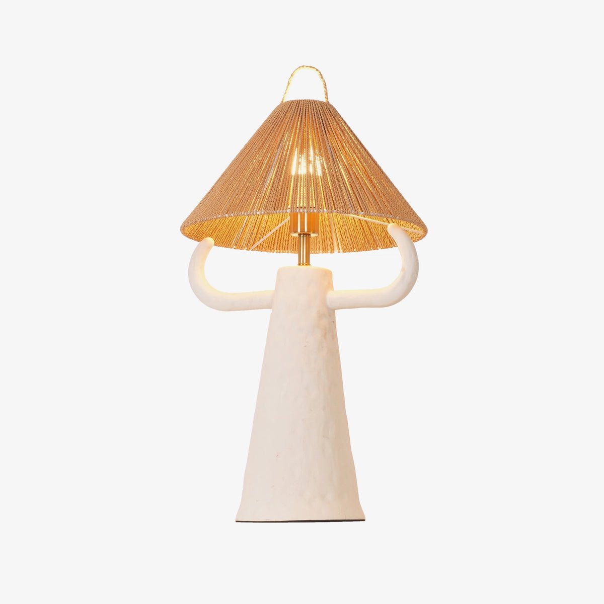 Horns Handmade Ceramic Bedside Lamp with Braided Rope Shade for Elegant Home Decor