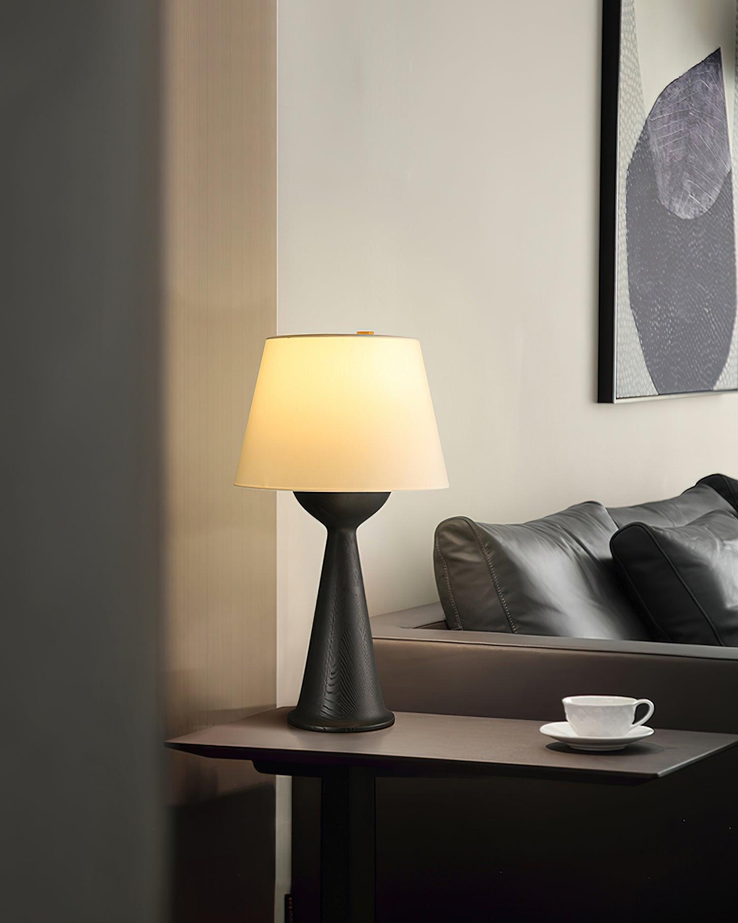 Modern Hourglass Wood Table Lamp Geometric Solid Wood Desk Light for Living Room and Office