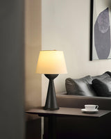 Modern Hourglass Wood Table Lamp Geometric Solid Wood Desk Light for Living Room and Office
