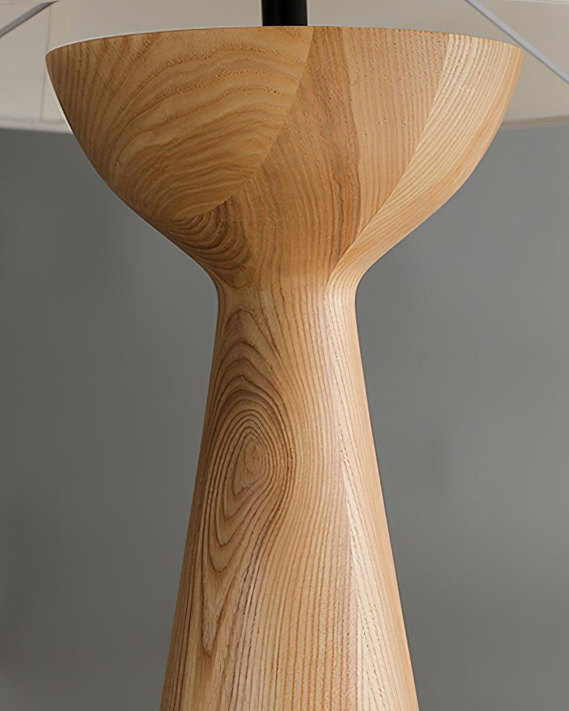 Modern Hourglass Wood Table Lamp Geometric Solid Wood Desk Light for Living Room and Office