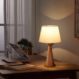 Modern Hourglass Wood Table Lamp Geometric Solid Wood Desk Light for Living Room and Office