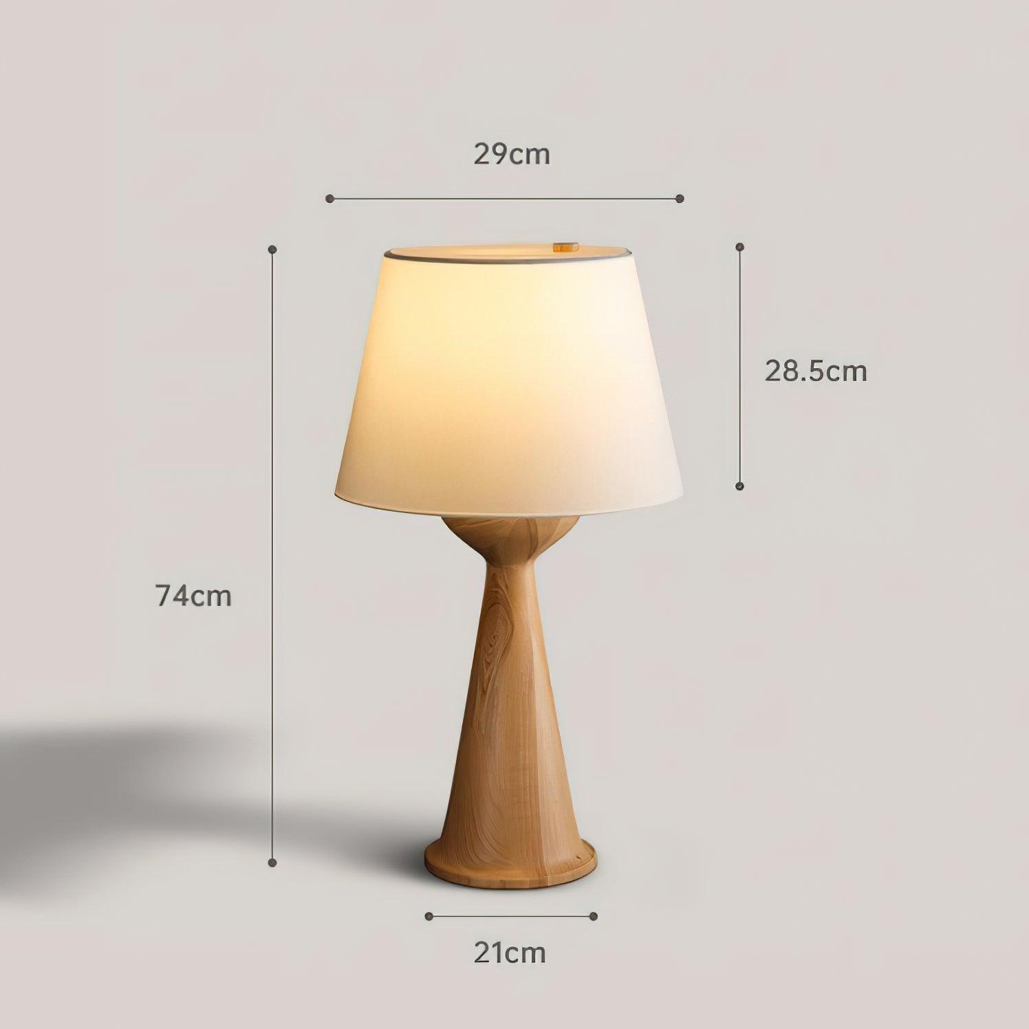 Modern Hourglass Wood Table Lamp Geometric Solid Wood Desk Light for Living Room and Office