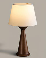 Modern Hourglass Wood Table Lamp Geometric Solid Wood Desk Light for Living Room and Office