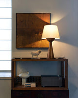 Modern Hourglass Wood Table Lamp Geometric Solid Wood Desk Light for Living Room and Office