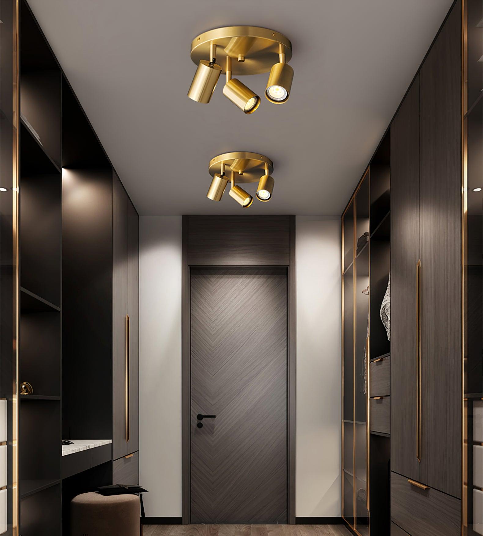 Hugo Hotspot Modern Adjustable Multi Head Flush Mount Ceiling Spotlight in Brass or Black
