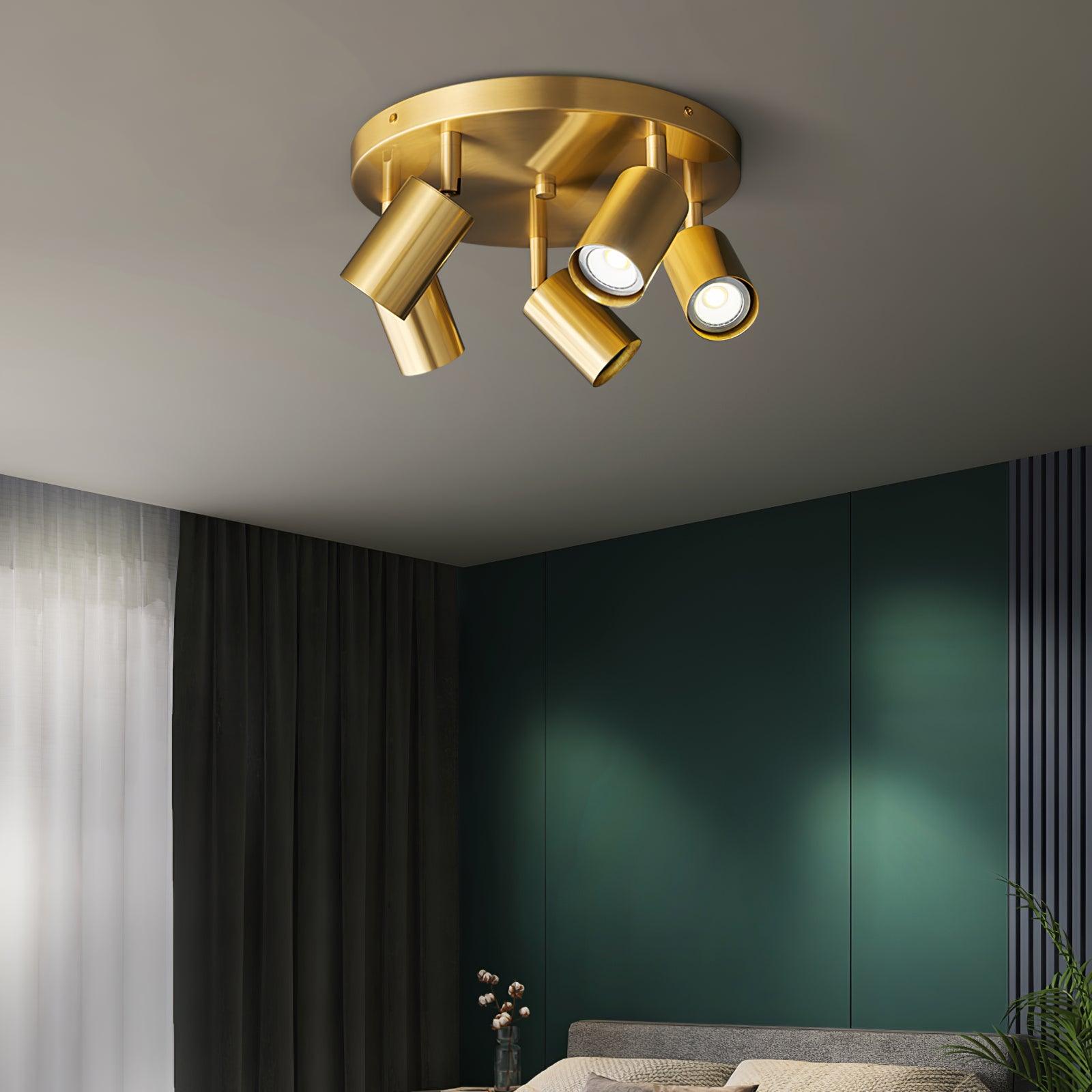 Hugo Hotspot Modern Adjustable Multi Head Flush Mount Ceiling Spotlight in Brass or Black