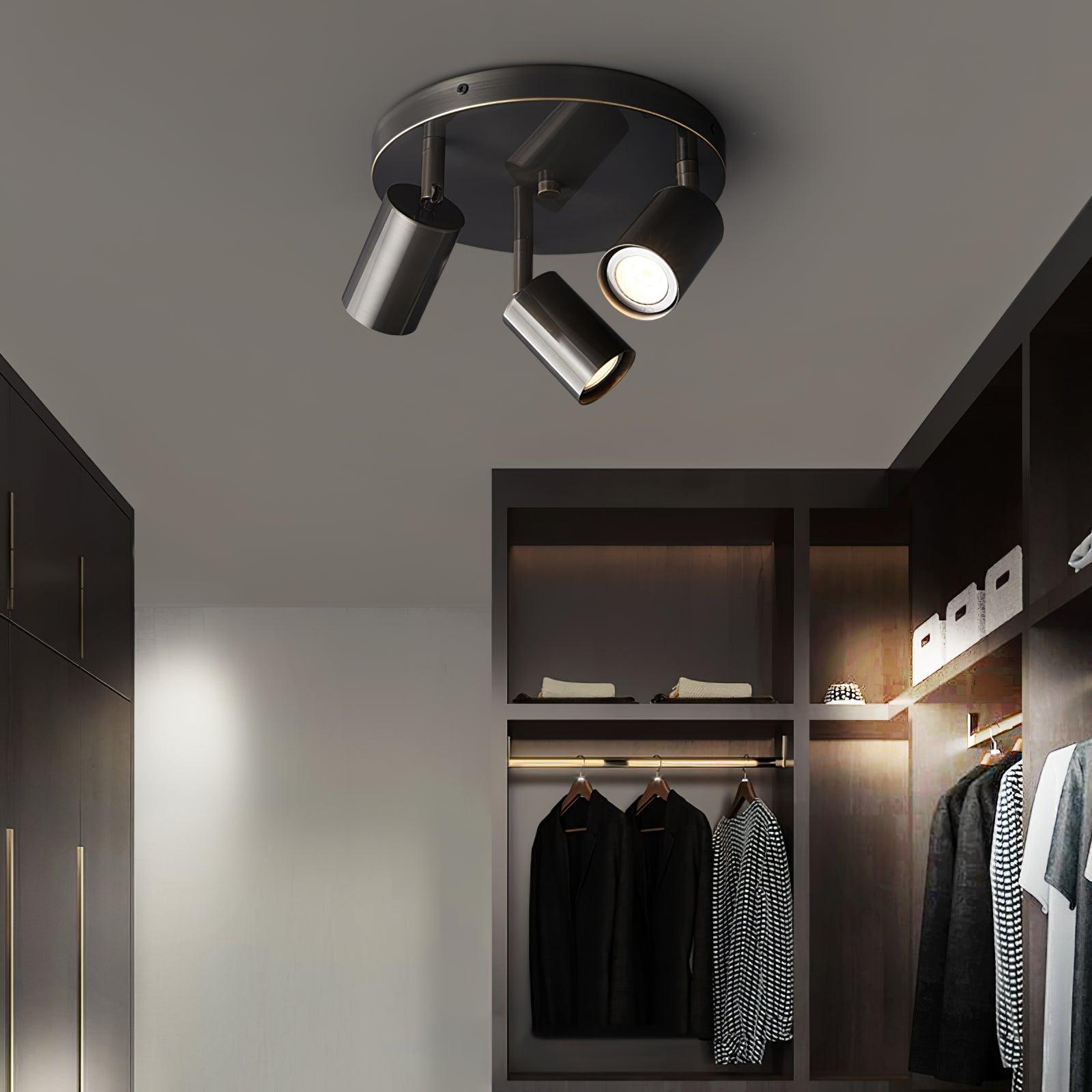 Hugo Hotspot Modern Adjustable Multi Head Flush Mount Ceiling Spotlight in Brass or Black