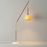 Modern Hulusi Ambient Hanging Floor Lamp with Marble Base and Glass Shade