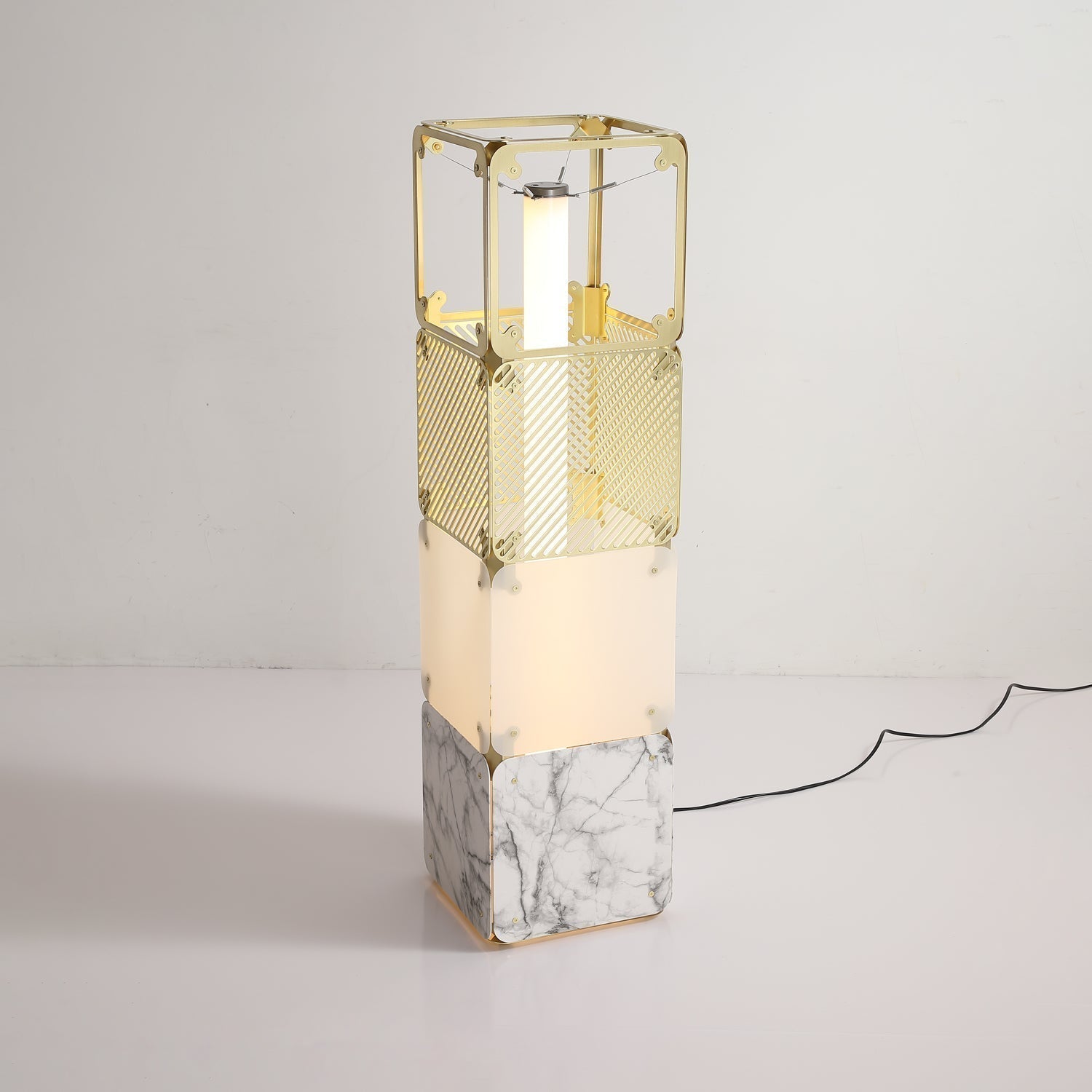 Modern Modular Geometric LED Floor Lamp Hyperqube Stacked Cube Standing Light