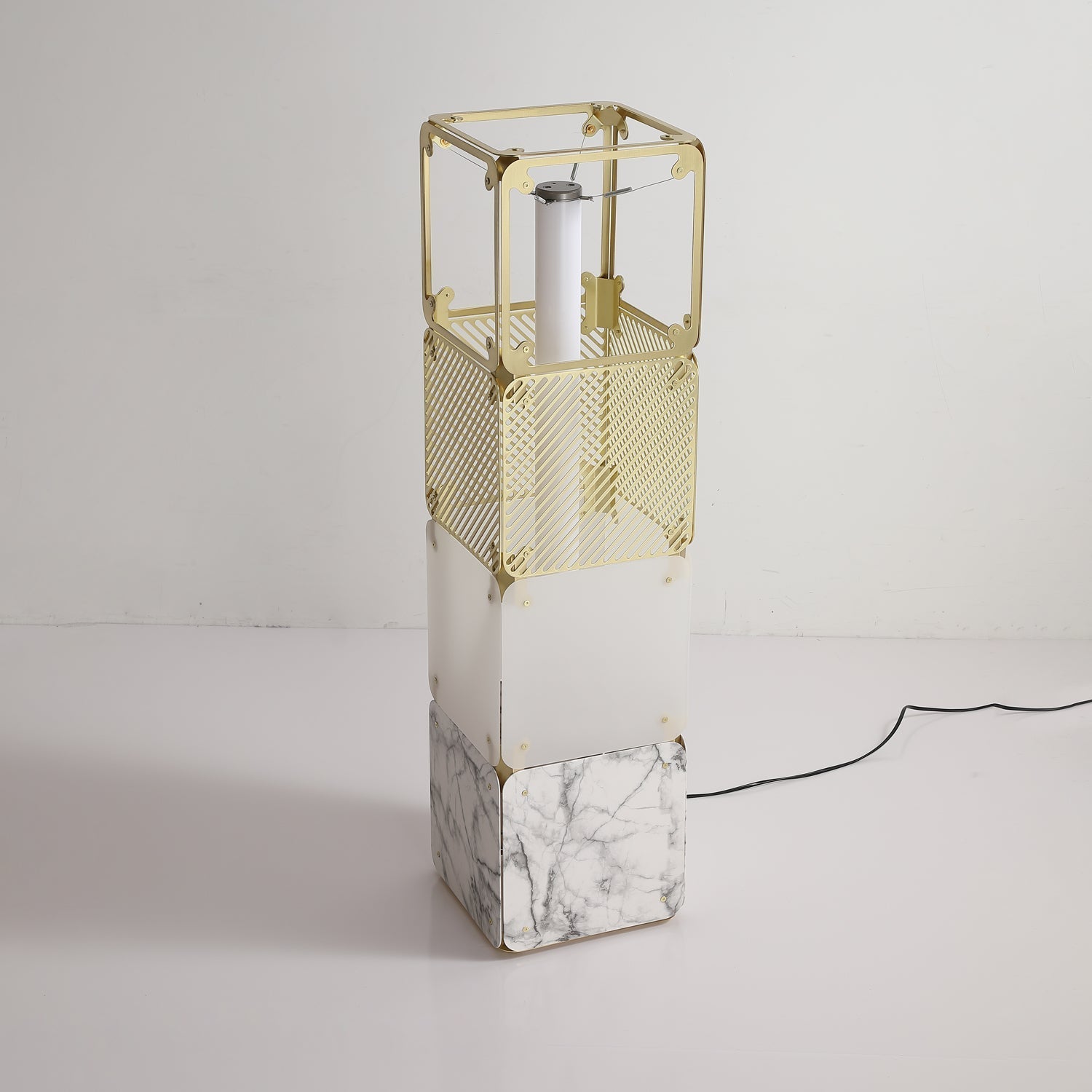 Modern Modular Geometric LED Floor Lamp Hyperqube Stacked Cube Standing Light