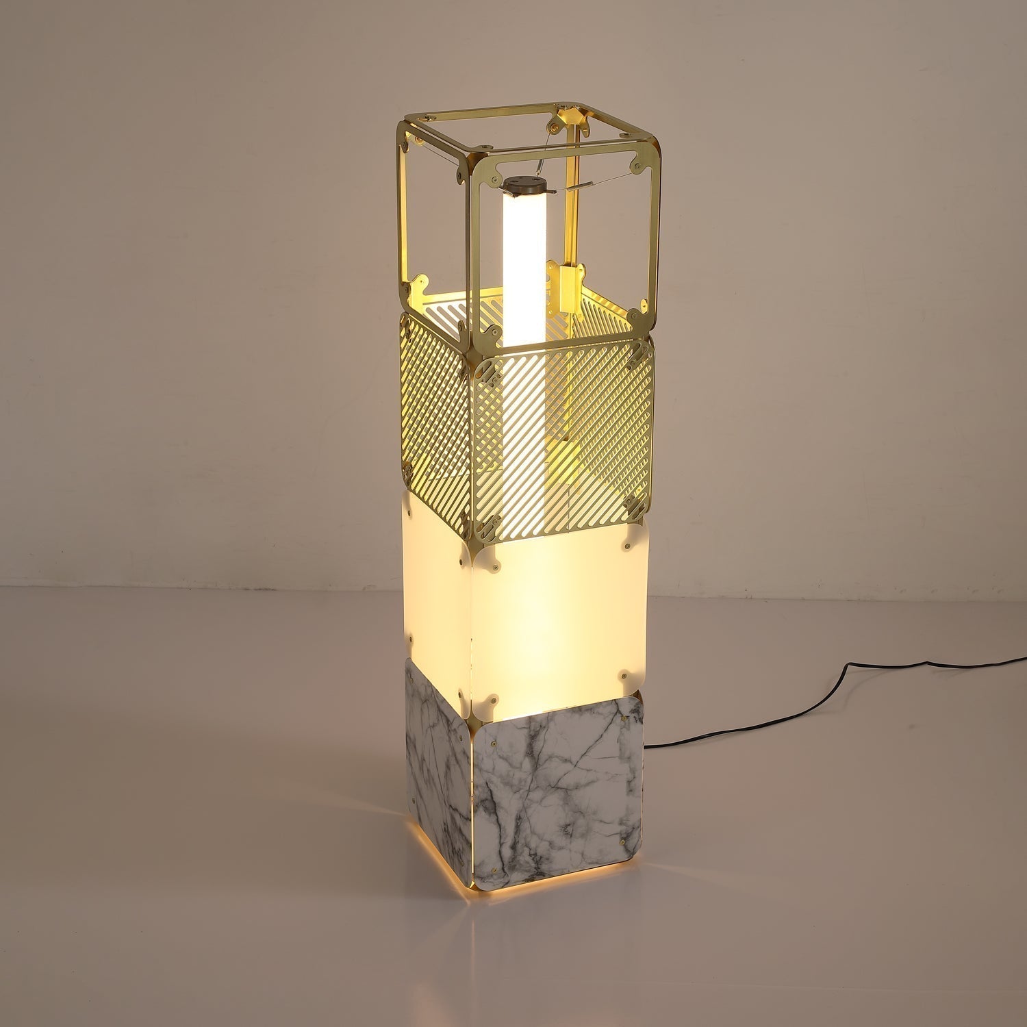Modern Modular Geometric LED Floor Lamp Hyperqube Stacked Cube Standing Light