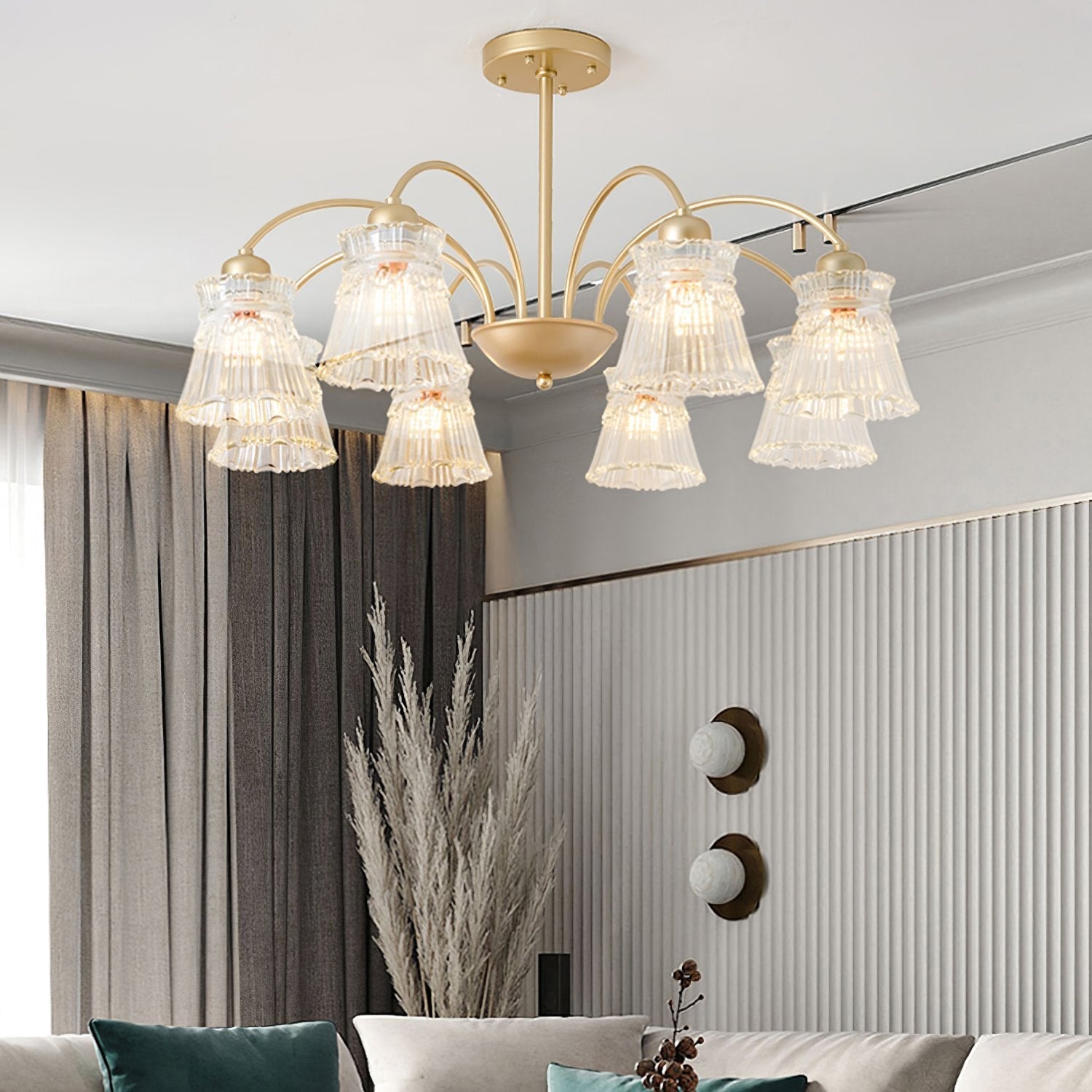 modern-round-brass-chandelier-with-ice-cream-style-frosted-glass-shades-for-living-room