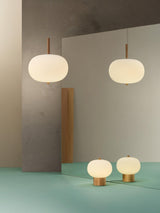 Minimalist Wood and Hand Blown Glass Globe Desk Lamp Modern LED Table Light