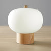 Minimalist Wood and Hand Blown Glass Globe Desk Lamp Modern LED Table Light
