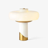 Ilayda Mushroom Table Lamp White Molded Glass Desk Light with Gold Finish