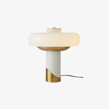 Ilayda Mushroom Table Lamp White Molded Glass Desk Light with Gold Finish