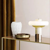 Ilayda Mushroom Table Lamp White Molded Glass Desk Light with Gold Finish